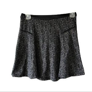 Cream and Black geometric mini skater skirt